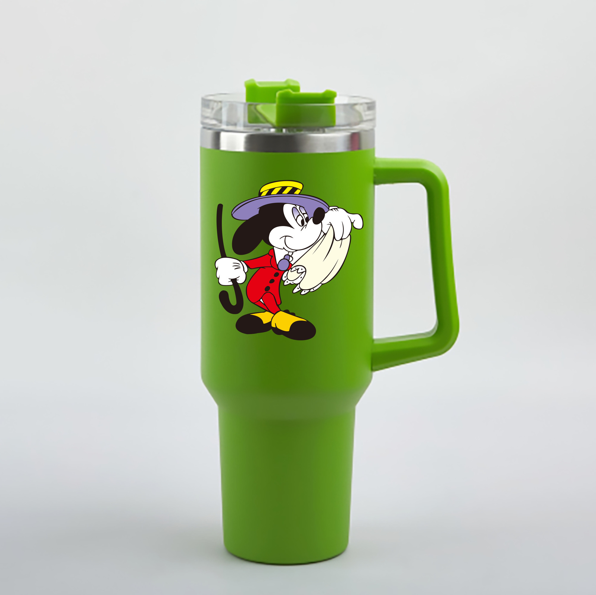 （画像用） ミッキーマウス Mickey Mouse 1200mL車用タンブラー - クリスタルステッカー（プラスチックストロー付き）